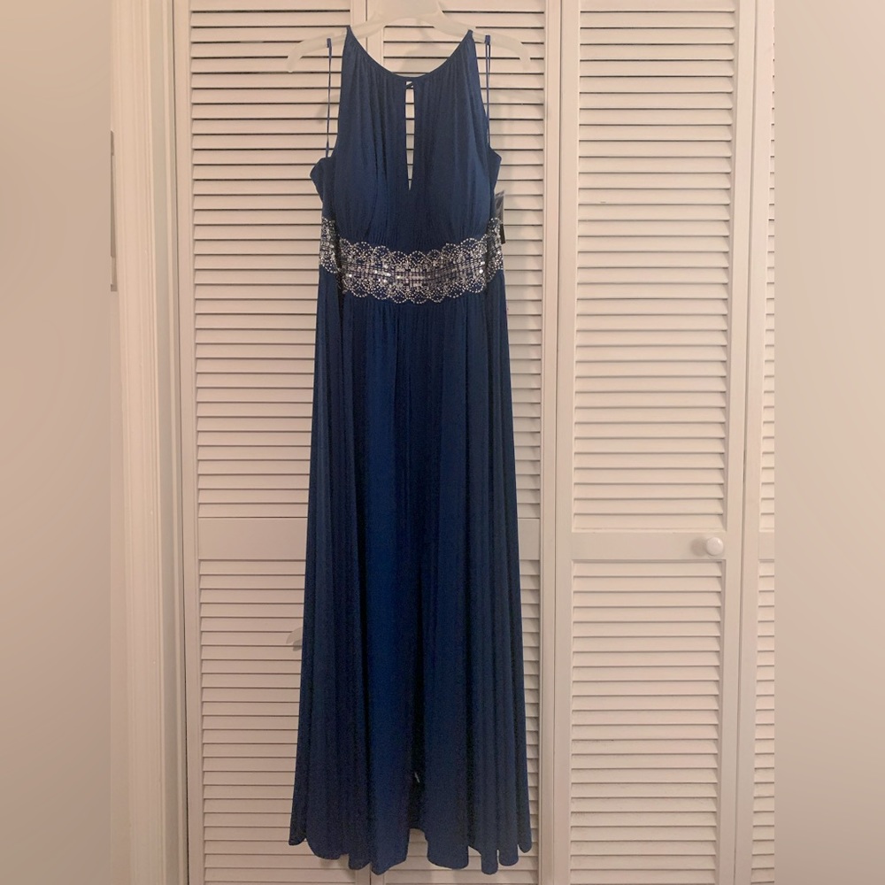 NWT; R&M Richards formal dress; Peacock Blue; 18W